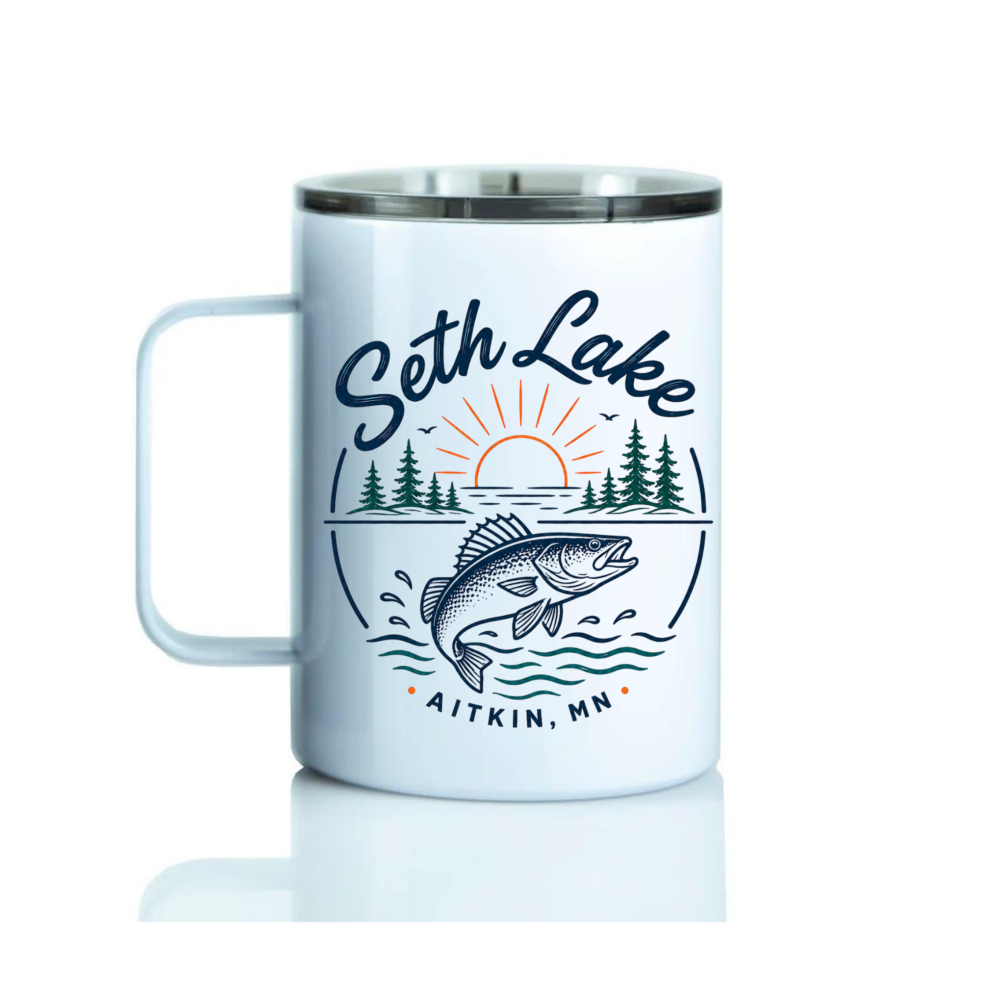 Northwoods Outline Seth Lake 10 oz. Coffee Tumbler with Handle